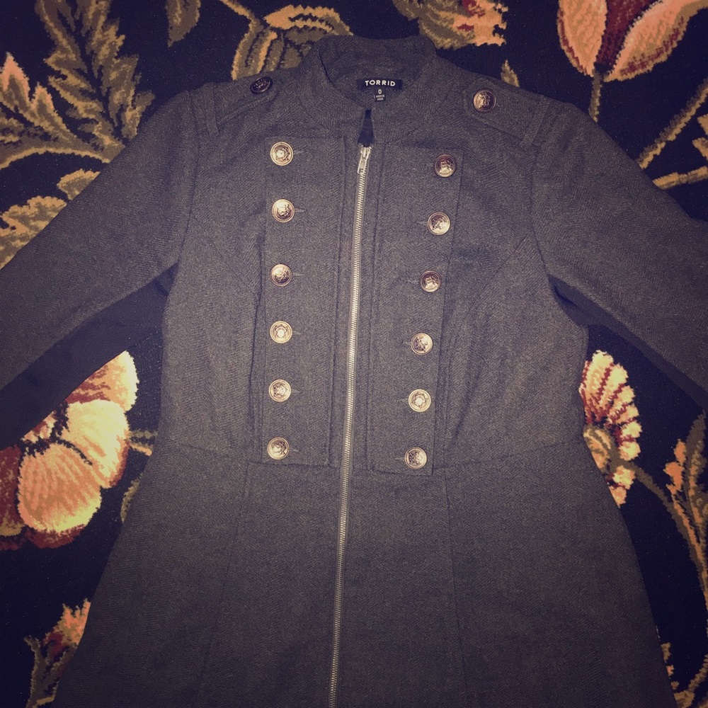 Torrid-Gray Military style coat Size 0